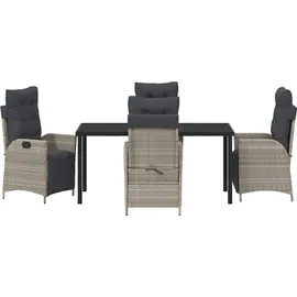 vidaXL 5-teiliges Garten-Ess-Set Hellgrau Poly-Rattan