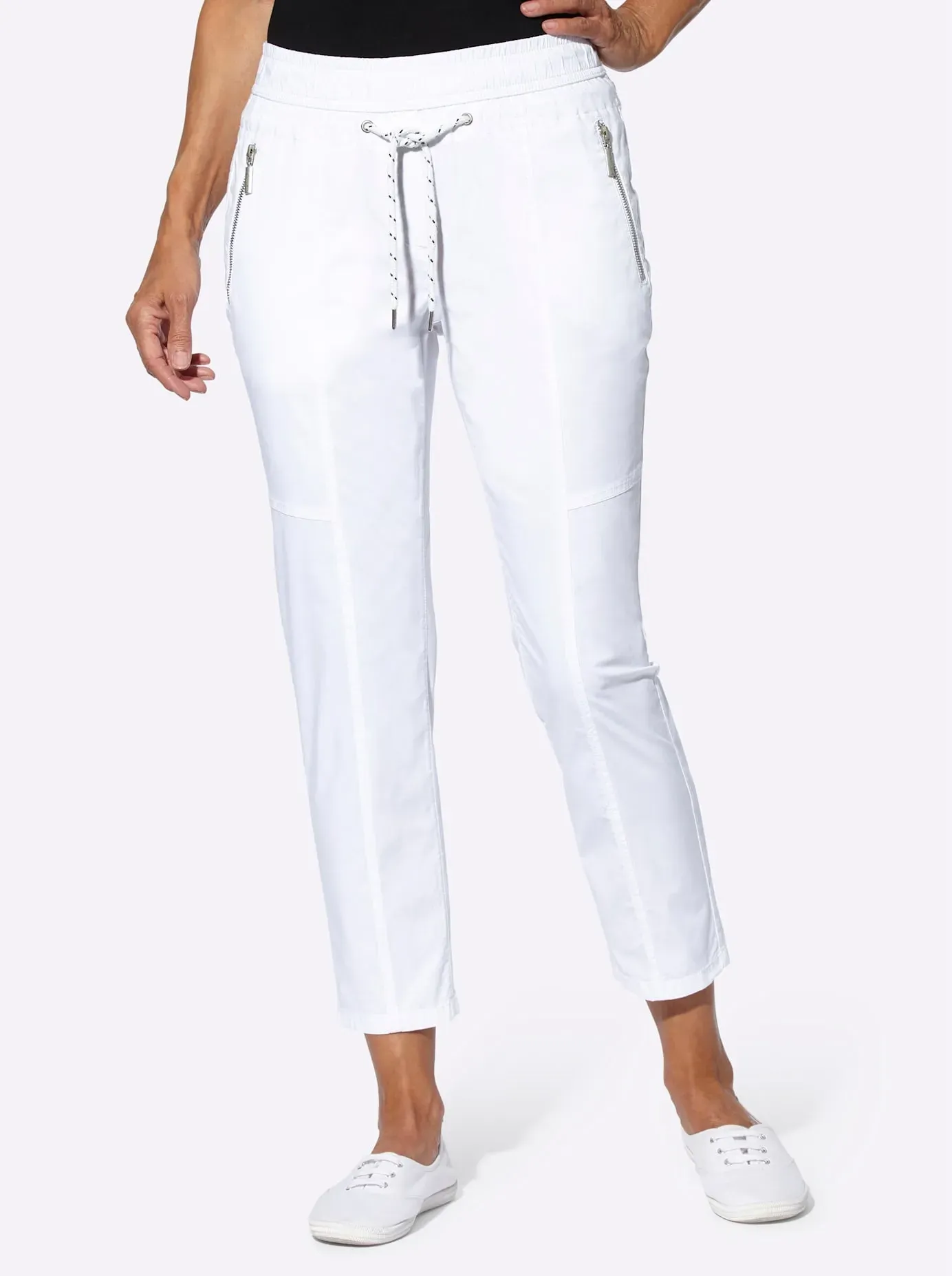 7/8-Hose CASUAL LOOKS, Damen, Gr. 54, Normalgrößen, weiß, 98% Baumwolle, 2% Elasthan, unifarben, 7/8-Länge, Hosen 7/8-Hose