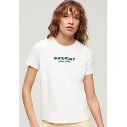 Superdry für Damen. W1011374A T-Shirt mit weißer Sport Luxe Grafik (XS), Lässig, Baumwolle, Kurzarm