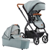 Gesslein Kombi-Kinderwagen »FX4 Soft+ mit Aufsatz Life, schwarz/cognac, eisblau«, mit Babywanne C3 und Babyschalenadapter, blau