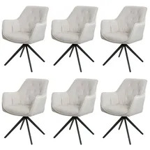 Mendler Esszimmerstuhl HWC-L80 Stoff creme-beige 6er Set