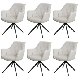 Mendler Esszimmerstuhl HWC-L80 Stoff creme-beige 6er Set