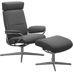 Stressless Sessel | Paris Cross Base Batick Grau Poliertes Aluminium Verstellbare Kopfstütze