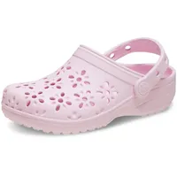 Crocs Classic Floral Cut Out T Clog, Pink Milk,
