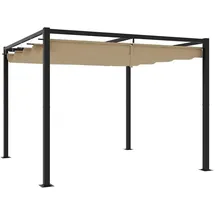 vidaXL Gartenpavillon mit Ausziehbarem Dach Taupe 3x3 m Stahl