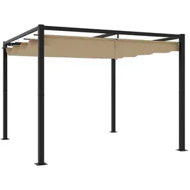 vidaXL Gartenpavillon mit Ausziehbarem Dach Taupe 3x3 m Stahl