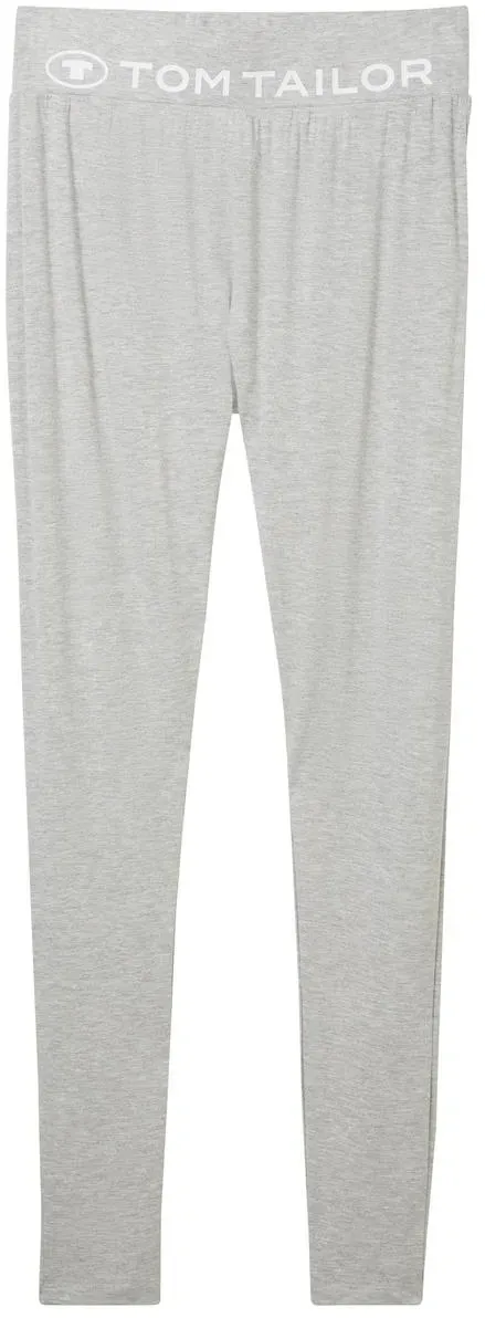TOM TAILOR Damen Loungewear Leggings mit Logo-Print, grau, Meliert, Gr. M/38