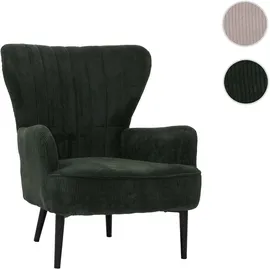 Mendler Lounge-Sessel HWC-K37 Cord 75 x 80 x 75 cm dunkelgrün mit Kissen