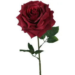 Künstliche Rose mit Stiel 15x53cm - Kunstblumen Seidenblumen Dekoblumen Blumendeko Stielblumen Blumen Deko Hochzeit Valentinstag Kunstrose Bordeaux