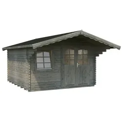 PALMAKO Blockbohlenhaus »Sally«, Holz, BxHxT: 426 x 256 x 360 cm (Außenmaße inkl. Dachüberstand) - grau