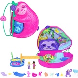 POLLY POCKET Faultierfamilie 2-in-1 Taschenschatulle - Tropisches Abenteuer mit 12 Accessoires, Dschungelspielbereiche und versteckter Strand, für Kinder ab 4 Jahren, HRD40