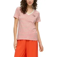 s.Oliver T-Shirt, mit Streifen und V-Ausschnitt, rot