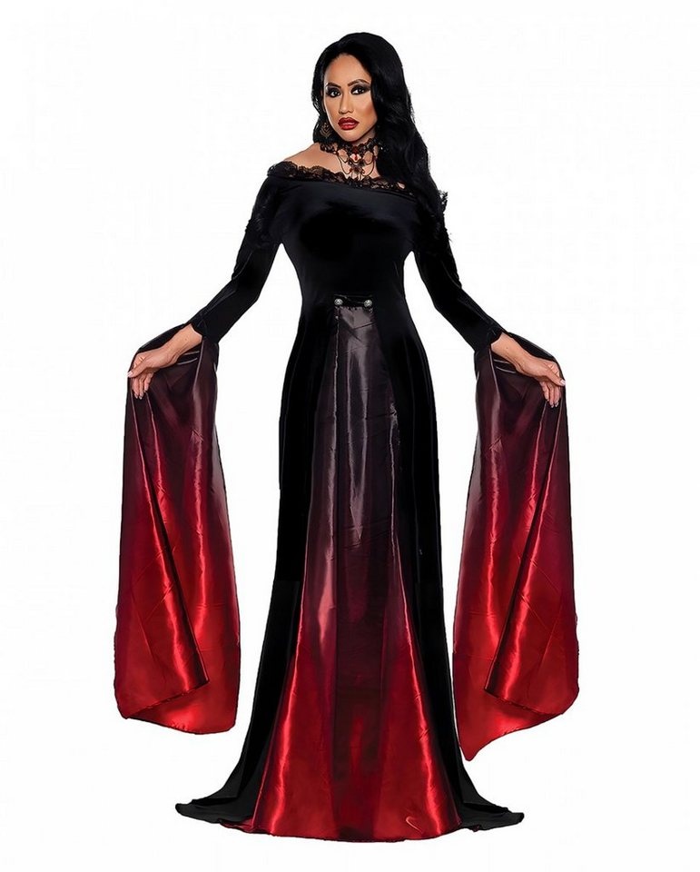 Horror-Shop Vampir-Kostüm Edles Vampir Königin Kostümkleid für Damen rot|schwarz M