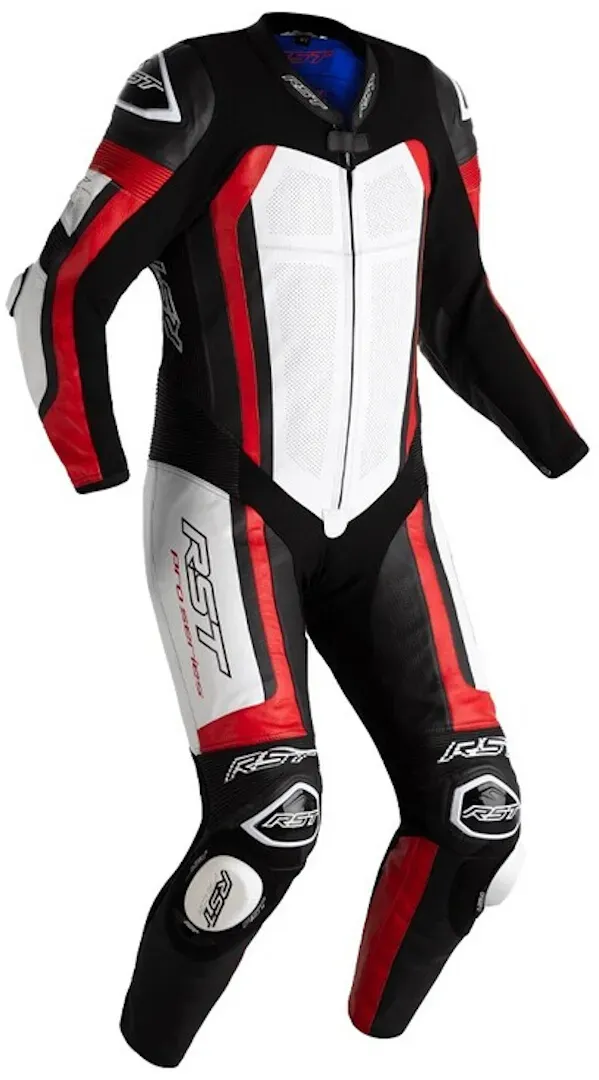 RST Pro Series Evo Airbag 1-Teiler Motorrad Lederkombi Airbag Einteilige Motorrad Lederkombi, schwarz-weiss-rot, Größe S für Männer