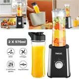 Mini Standmixer Smoothie Maker to go Blender elektrisch 2x600ml Tragbare Flasche