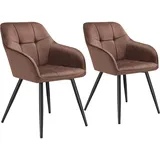 Tectake tectake® Esszimmerstuhl, gepolstert, in Samtoptik, gesteppt, schlanke Stahlbeine, 58 x 62 x 82 cm