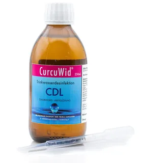 CurcuWid CDL/CDS Chlordioxid Lösung 0,3% 250ml mit extra HDPE Pipette - in pharmazeutischer Braunglasflasche - Made in Germany
