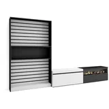 SKRAUT HOME Wohnwand, Wohnzimmer, weiß und schwarz, Elektrokamin,, 310/35/186cm