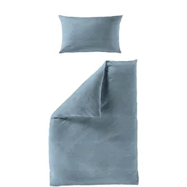 BIERBAUM Chic Uni Unifarben Blau 135 x 200 cm + 40 x 80 cm