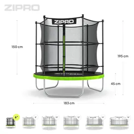 Zipro Trampolin Jump Pro 183 cm Schwarz/Grün