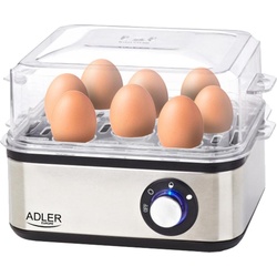 Adler AD 4486 Eierkocher 8 Eier , Satinierter Stahl, Eierkocher, Schwarz, Transparent