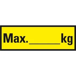 Aufkleber I Regalbelastungs-Aufkleber max. kg, zum Beschriften, Folie, 150x50mm, 5/Bogen