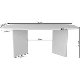 Selsey Piano 190 x 74,5 x 100 cm Esche Schwarzgrau