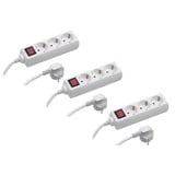 Meister Craft Meister Steckdosenleiste 3-fach - 3er Set - 3 m Kabel - weiß - mit Schalter - IP20 Innenbereich / Steckerleiste / Mehrfachsteckdose / Tischsteckdose / Tido 3-fach / 7430570