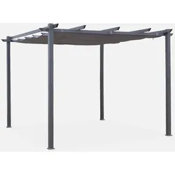 Pergola, Aluminium, 3x3m, Schiebedach Grau - sweeek
