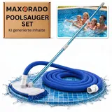 Poolsauger Bodensauger Set mit Düse, Schlauch und 2,4m Teleskopstange