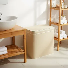 Relaxdays Wäschekorb mit Deckel, 170 L 3 Innenfächer, Hxbxt: 61 x 67 x 44 cm, Badezimmer Wäschetruhe, Natur