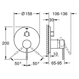 Grohe Essence Unterputz-Duscharmatur mit Mischer für 3 Verbraucher Supersteel 24092DC1