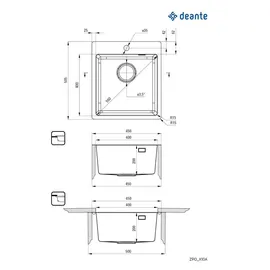Deante Edelstahlspühbecken Oberfläche gebürstet `Olfato` 45cm