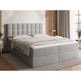 bromarkt Boxspringbett mit 2 Bettkasten, Bonell-Matratze, Polsterbett, Bett Hellgrau Malmo 90, 160 x 200 cm) - Grau