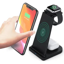 Wisam Wisam® 3 in 1 Multifunktion 15W QI Ladestation für Airpods Pro Apple Watch iPhone 12