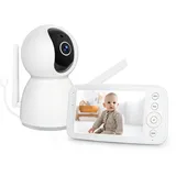 Yicty 5 Inch Baby Monitor with Camera and Audio 1080P PTZ Camera 720P HD IPS Screen No WiFi No App Two-Way Call Infrared Night Vision VOX Mode