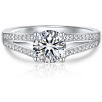 LuxusKollektion Verlobungsring Verlobungsring Damen 1 Karat Moissanite Ringe Silber 925 Geschenk für silberfarben