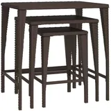 vidaXL Garten-Satztische 3 Stk Braun Poly Rattan 3324830