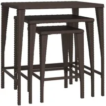 vidaXL Garten-Satztische 3 Stk Braun Poly Rattan 3324830