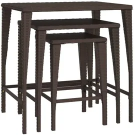 vidaXL Garten-Satztische 3 Stk Braun Poly Rattan 3324830