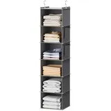 YOUDENOVA Hängeregal Schrankorganizer Stabiler Kleiderschrank Organizer Ordnungssystem Hängeaufbewahrung mit MDF-Platten und Bambus-Stock verstärkt Grau