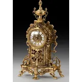 Casa Padrino Luxus Barock Tischuhr Gold 23 x H. 37 cm - Handgefertigte Bronze Uhr im Barockstil - Barock Schreibtischuhr - Barock Schreibtisch Deko... - Gold