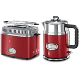 Russell Hobbs Toaster + Russell Hobbs Wasserkocher Retro rot [Energieklasse A] [Energieklasse A] [Energieklasse A]