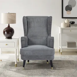 Home Affaire Ohrensessel HOME AFFAIRE "ZILLER, TV-Sessel, frei im Raum stellbar, in Cord und Samtvelours", grau, B:70cm H:105cm T:91cm, Holzgestell, Schaum-Polsterung, Holzbeine und pflegeleichter Bezug, Sessel, Ohrensessel, Holzfüsse mit dekorativen Metallhülsen,