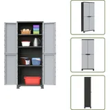 Kunststoffschrank 68x39x171,5 Cm - Aufbewahrungsbox - Garderobe - Werkzeugschrank - Regal - Grau