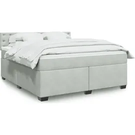 vidaXL Boxspringbett mit Matratze Hellgrau 180x200 cm Samt