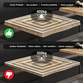 GGM Möbel PMD | Bistro Baumkanten Tisch | Quadratisch | 70 x 70 x 77 cm | Eiche / Schwarz