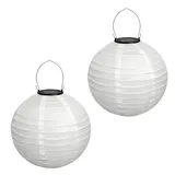 Lampions Solar Außen,Himmel 2 Stücke Solar LED Laterne Wasserdicht Nylon Hängende Gartenlaterne 20cm Solar Beleuchtung für Garten, Hof, Terrasse, Hochzeit, Halloween Fest Deko (Weiß)