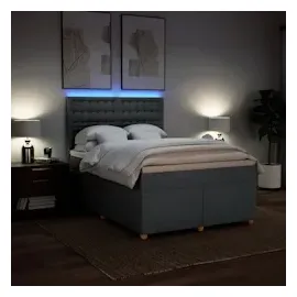 vidaXL Boxspringbett mit Matratze Dunkelgrau 160x200 cm Stoff