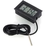 Digitales LCD-Thermometer, Temperaturüberwachung mit externer Sonde für Kühlschrank, Gefrierschrank, Kühlschrank, Aquarium – Schwarz